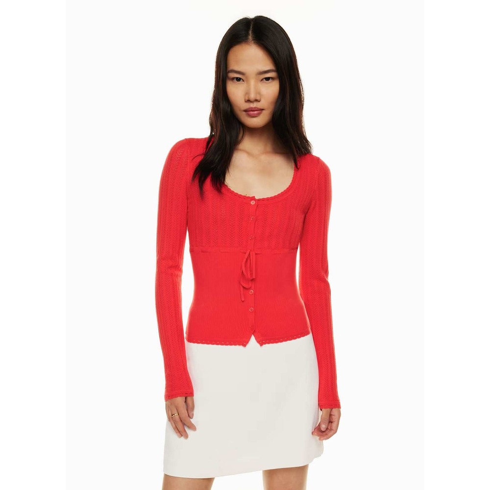 Aritzia Wilfred Cherry Red Precious Cardigan Sweater, Size‎ Large